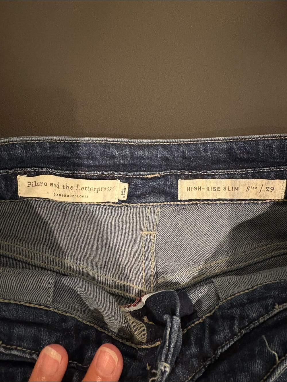 Pilcro and the Letterpress Anthropologie Dark Blue High-Rise Button-Fly Jeans - Picture 3 of 6